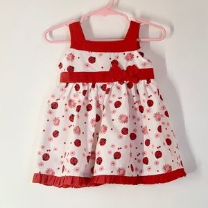 Red Ladybug Spring Dress Ruffle Trim Summer Dress